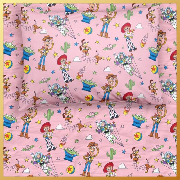 Little Sleepies Disney Pixar Toy Story Stars Pink Twin Sheet Set NIB - Picture 1 of 2